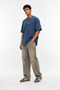 Men's Embroidery Detailed Washable Oversize T-Shirt Navy Blue - 4