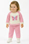 Butterfly Image Winter Plush Welsoft Baby Girl Children's 2-Piece Set-Pink
