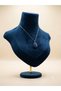 Lapis Lazuli Natural Stone Pendant with Stainless Steel 45 cm Chain Necklace Blue Natural Stone Pendant - Women's - 2