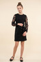 Girl's Dress with Tulle Sleeves and Flowers, Black Color, It Is Recommended to Order One Size up