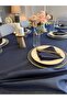 Royal Linen Textured Glitter Tablecloth Navy Blue - 3