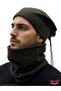Winter Hunter Green Hat, Convertible to Beanie, Drawstring Thermal Fleece Neck Collar, Set of 2