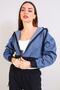 Crop Hooded Cardigan, Indigo (B20-501301) - 2