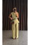 Gold Button Detailed Sleeveless Vest and Pants Set with Belt Accessory - 6