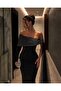 Scuba Flexible Fabric Degaje Collar Stone Chiffon Detailed Evening Dress 583420 Black - 6