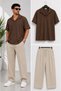 Men's Bürümcük T-Shirt Tracksuit Summer Casual Top and Bottom Set