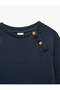 Buttoned Long Sleeve Crew Neck Cotton Sweatshirt - 5