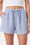 Women's Jamie 100% Cotton Muslin Blue Shorts with Elastic Waist
