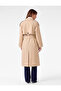 Apolet Detailed Pocketed Belted Long Sleeve Buttoned Double-Breasted Gabardine Trench Coat - 4