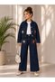Flower Embroidered Jeans, Jeans Jacket and Sweatshirt 3-Piece Girls' Set - 3