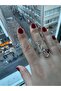 Gothic Flower Rose Barbed Detailed Gothic Red Adjustable Women's Ring - 2