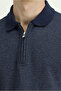 Polo Neck Regular Fit Patterned Zippered Cotton Sweatshirt - 7