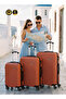 Prisma Series Set of 3 Luggage | Lightweight Small 10KG, Medium 20KG & Large 30KG ABS 4 Wheels Trolley Hardsided Travel Suitcase Orange - 7