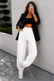 Women's White Elastic High Waist Balloon Pants - 2