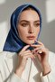100% twill silk monogram patterned indigo colored 90x90 scarf sewing method: hand stitching - 5