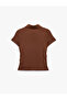 Modal Fabric Buttoned Short Sleeve Draped Polo Collar T-Shirt - 6