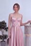 Women's Satin Dress Midi Length with Buttons on the Back, Open Back, Graduation, Navy Blue, Red, Pink, Emerald Green - 6