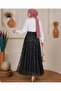 Asymmetrical Cut Ethnic Pattern Embossed Tulle Skirt with Elastic Waist and Lining Inside - 3