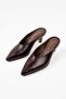 Jemre Brown Leather Women's Heeled Slippers - 5