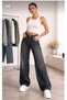 Esse Blue Tint Washed Wide Leg Comfortable Baggy Jean Pants with Buckle Detail - 7