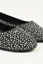 Black Stone Detailed Ballerina Shoes - 2