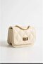 Women's Chain Strap Diamond Pattern Shoulder Crossbody Bag Cream - 3