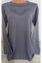 Er Clothing Combed Cotton Blouse Long Sleeve Crew Neck Stone Gray - 4