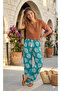 Women's Patterned Woven Viscose Wide-Leg Trousers with Comfortable Cut and Elastic Waist - 3