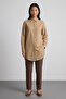 Elora Comfortable Fit Hidden Button Terikoton Boyfriend Women's Shirt & Hijab Shirt - Beige - 5