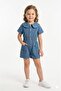 Retro Style Baby Collar Short Sleeve Denim Children's Jumpsuit - 3