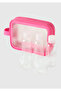 Unisex Fuchsia Transparent Makeup Bag Set - 3
