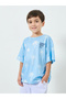 Boys All-Over Palm Print Oversized T-Shirt with Text Emrboidery