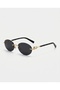 Arya Black Gold Frameless Metal Oval Women's Sunglasses