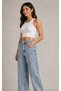 Women's Light Blue Snow Washed Loose Leg Super High Waist Palazzo Jean Trousers - 4