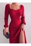 Women's Slit Detailed Long Stylish Dress - 4