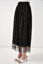Women's Flock Printed Lined Skirt 8076 - Black - 3