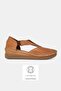 Women's Taba Khaki Leather 35-41-42 Number Strapped Flat Wedge Heels Side Open Sandals