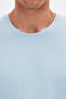 Slim Fit Light Blue Plain Embossed Printed T-Shirt - 4
