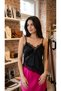 Women's Lace Embroidered Satin Athlete Blouse Asymmetrical Cut Stylish Camisole