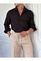 Tencel Fabric Cotton Textured Boat Neck Extra Regular Fit Multi-Button Detailed Shirt - 2