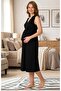 Women's Black Lace Special Design Maternity Nightgown - 4