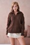 Women's Polo Neck Oversize Knitwear Sweater - 4