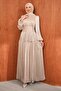 Stone Waist Gathered Layered Evening Dress - 2