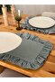 6-Piece Mossy Linen Placemat with Ruffle Detail, American Style/ Supla Green