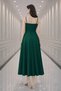 Women's Double Breasted Collar Pleated Strap Slit Detail Midi Dress - 4