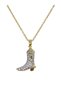 Women's Gold Color Steel Chain Cowboy Boot Necklace with Zircon Stone, Stylish Minimal Gift
