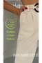 Women's Raw Linen High Waist Elastic Waistband Ring Belt Fabric Trousers - 7