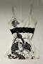 Ecru Black Rose Lace Detailed Y2K Strap Bodysuit
