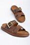 Ella Women's Tan-Leopard Skin Gold Detailed Poly Sole Slippers - 2