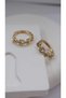 Gold Zircon Stone Tiff Model Hoop Earrings - 2